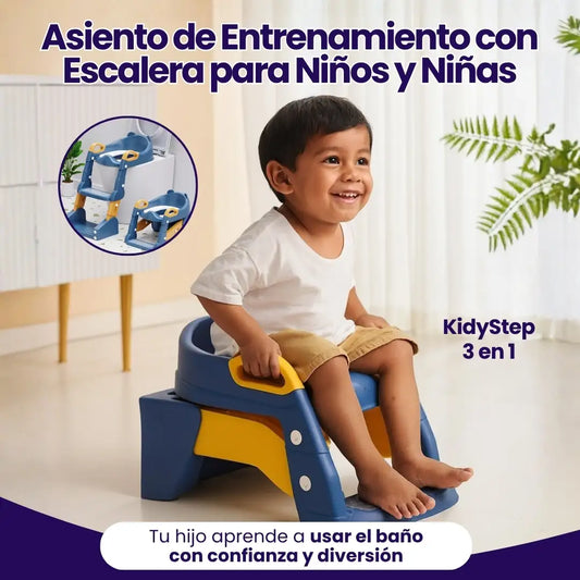 KidyStep 3 en 1 — Asiento de Entrenamiento con Escalera para Niños y Niñas