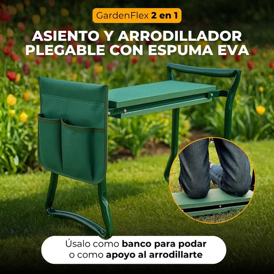 GardenFlex 2en1 - Asiento y Arrodillador Plegable con Espuma EVA