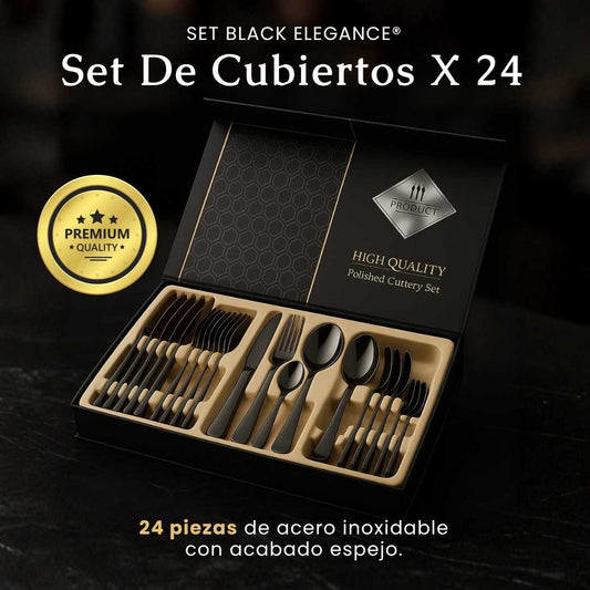 Set Black Elegance - Set De Cubiertos X 24