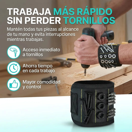Muñequera Magnética Porta Tornillos Ajustable